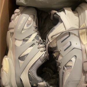 Balenciaga Light Gray and Cream Athletic Shoes